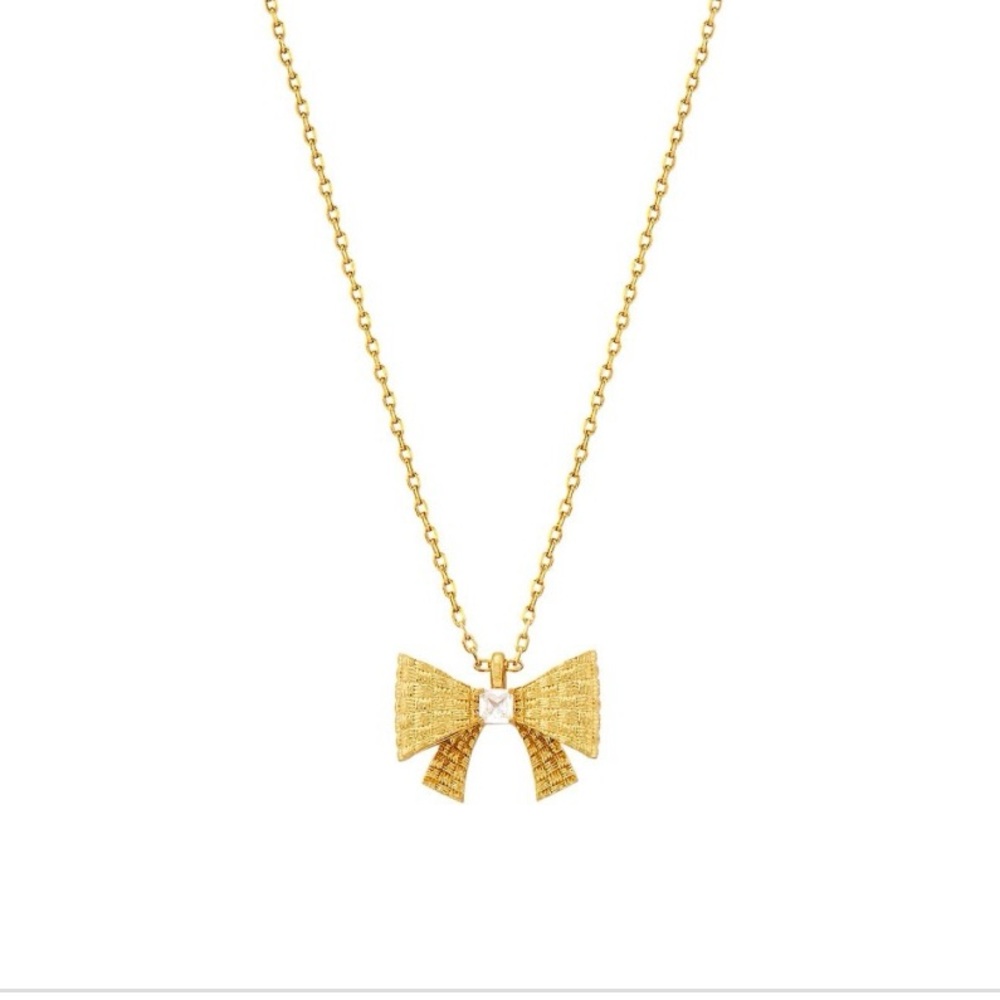 NWT Kate Spade New York Mini Gold Bow Pendant (Clear/Gold) Necklace